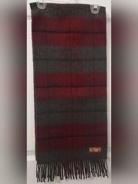 ntage St Andrews Links Woven Tartan Print Scarf 100% New Wool 56in. X 12in.